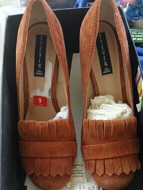 Steven By Steve Madden Rust Suede Fringe Loafers